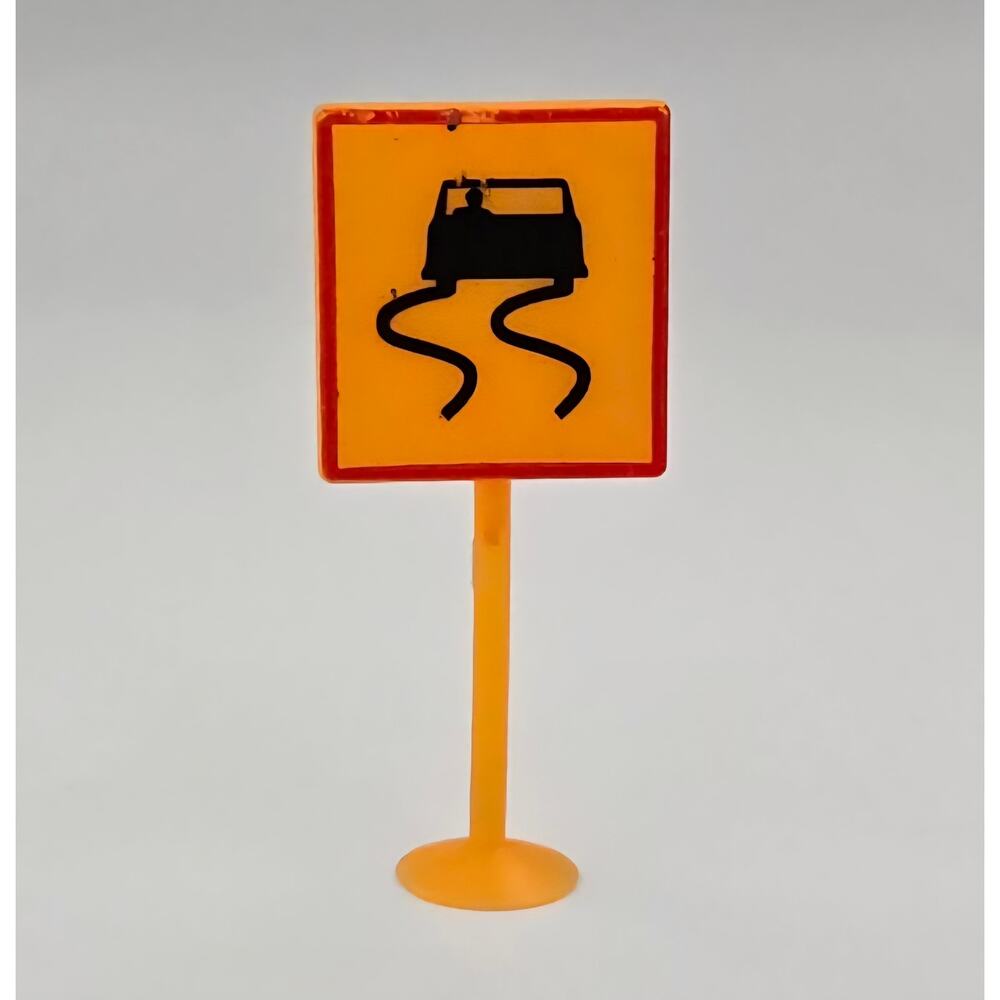 Slippery When Wet Toy Road Sign for Play Craft or Design 2.25 inches Tall